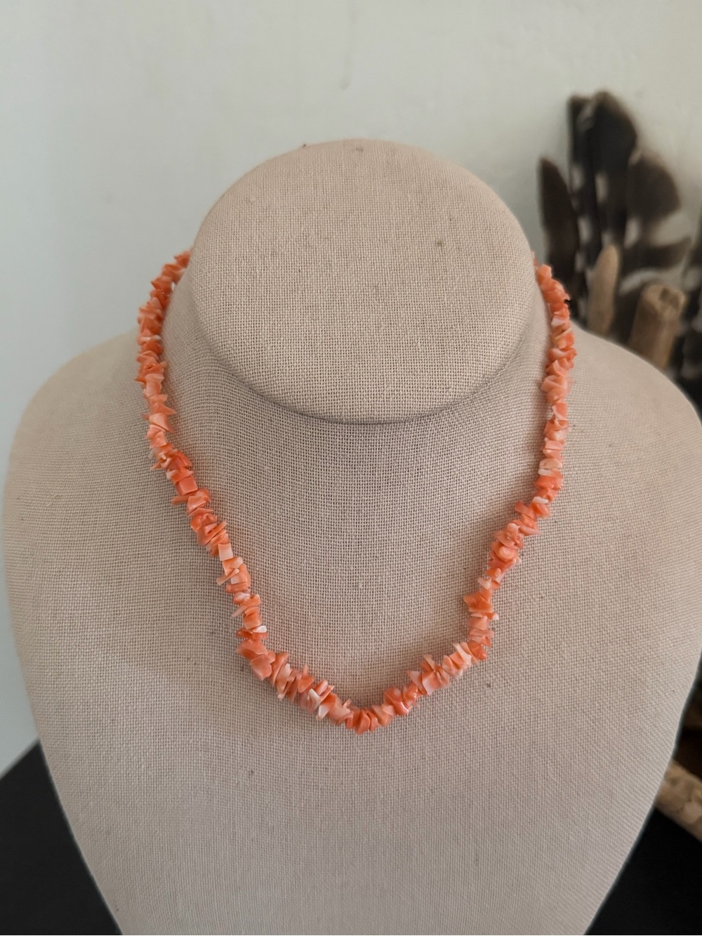 Vintage 70’s Orange Coral Chip Surfer Necklace